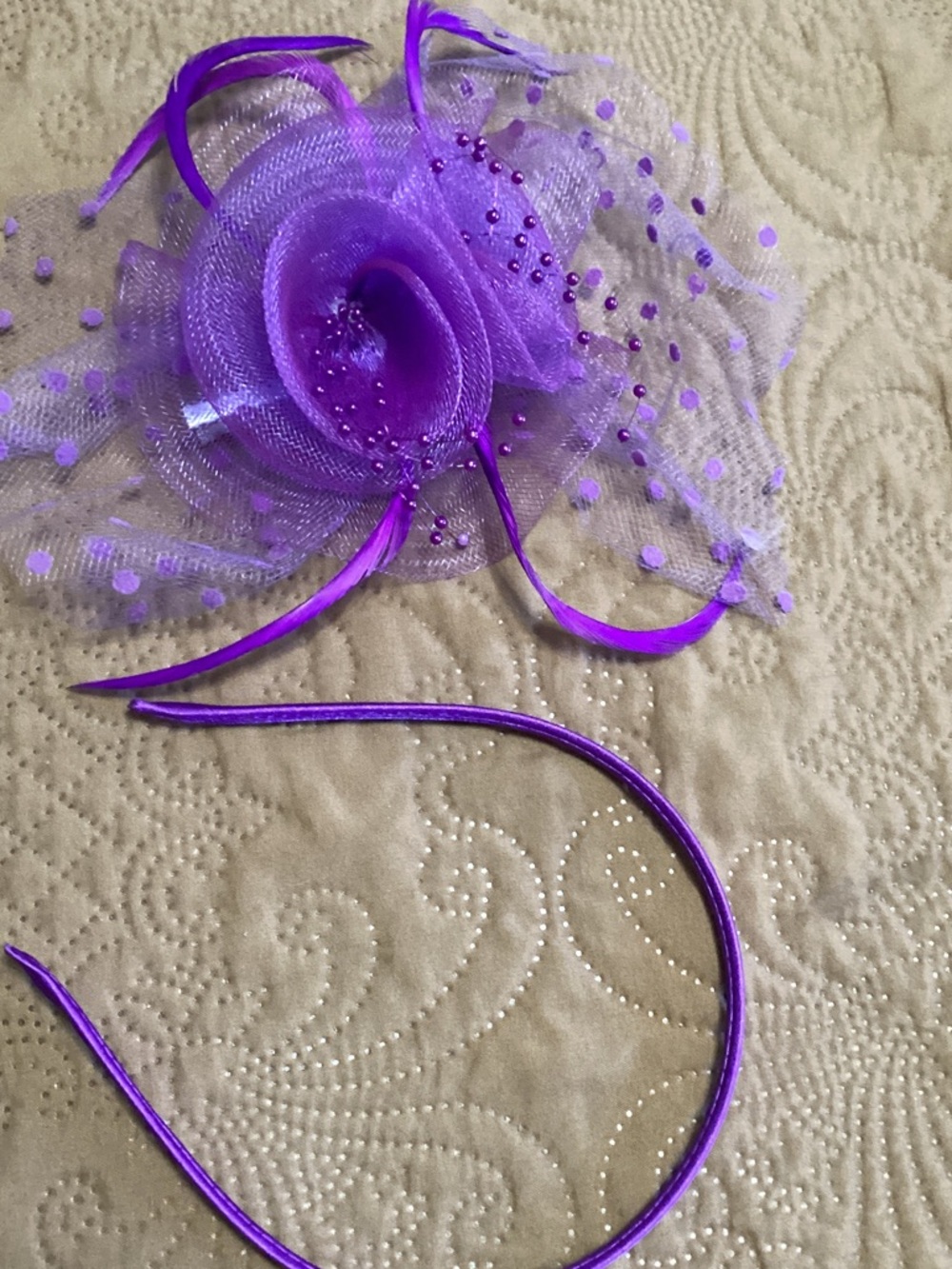 Purple Floral Fascinator Headband